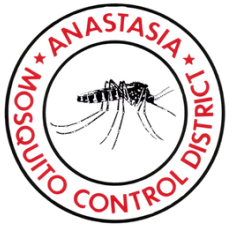 Circular logo with mosquito in center and text curved around the circle reading "Anastasia Mosquito Control District"