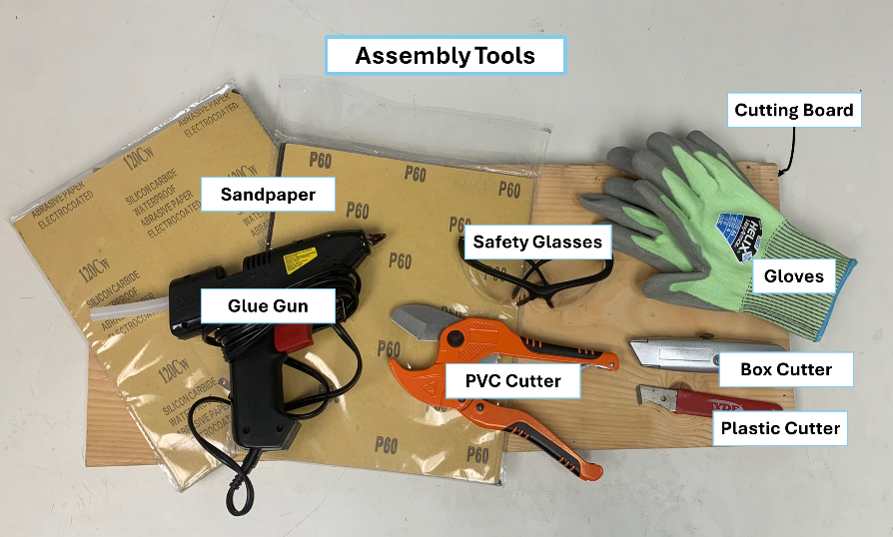 Figure 3. The tools MCVD used to modify a CDC light trap to collect mosquitoes and Culicoides
